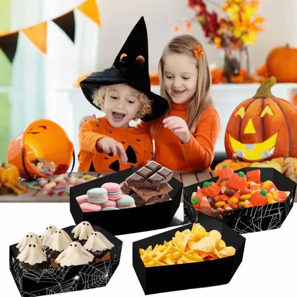 Halloween Paper Cookie Gift Boxes & Food Trays – 12 Pcs Holiday Gift Box Nixie