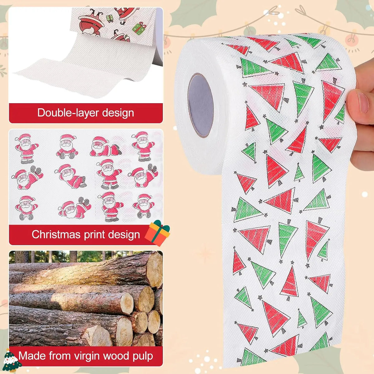 Santa Claus Printed Toilet Paper – Funny Christmas Gag Gift