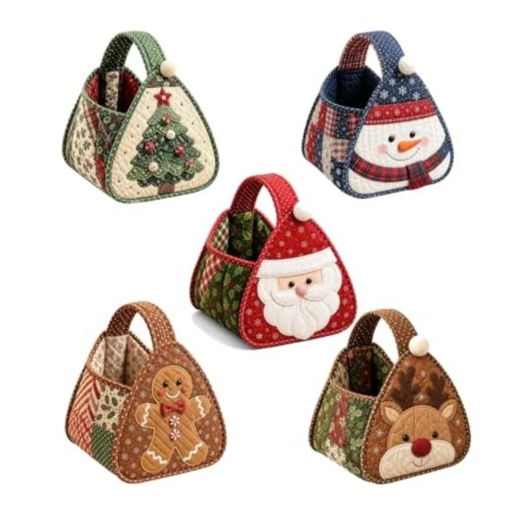 Christmas Quilted DIY Carry Basket – Foldable Fabric Craft DIY Craft Basket Nixie