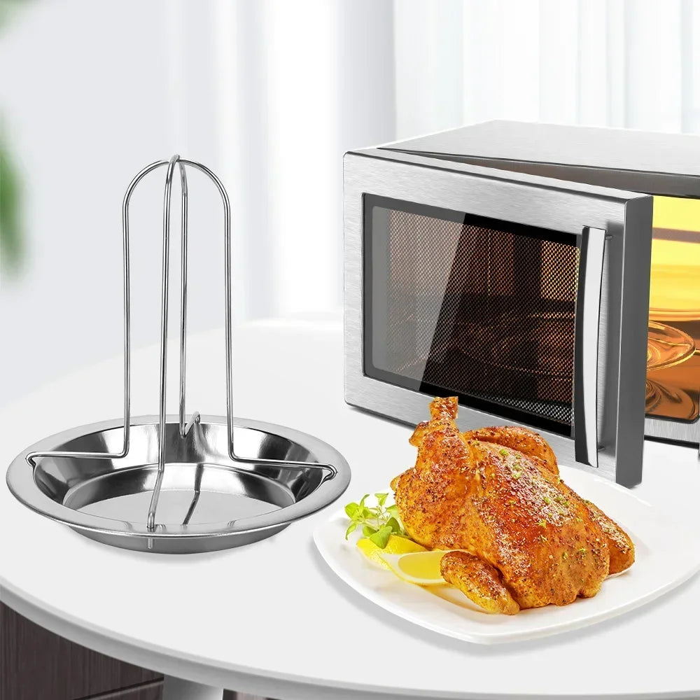 Stainless Steel Vertical Chicken Roaster Stand with Drip Tray Chicken Roaster Stand Nixie
