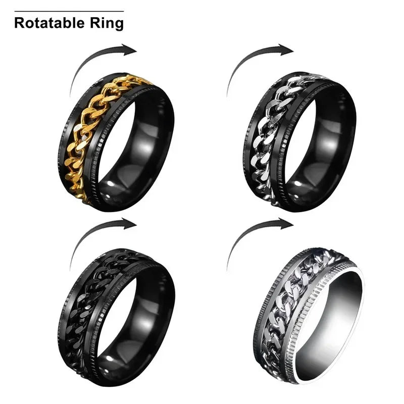 8mm Spinner Chain Ring – Stainless Steel Rotatable Unisex Ring Spinner Ring Nixie
