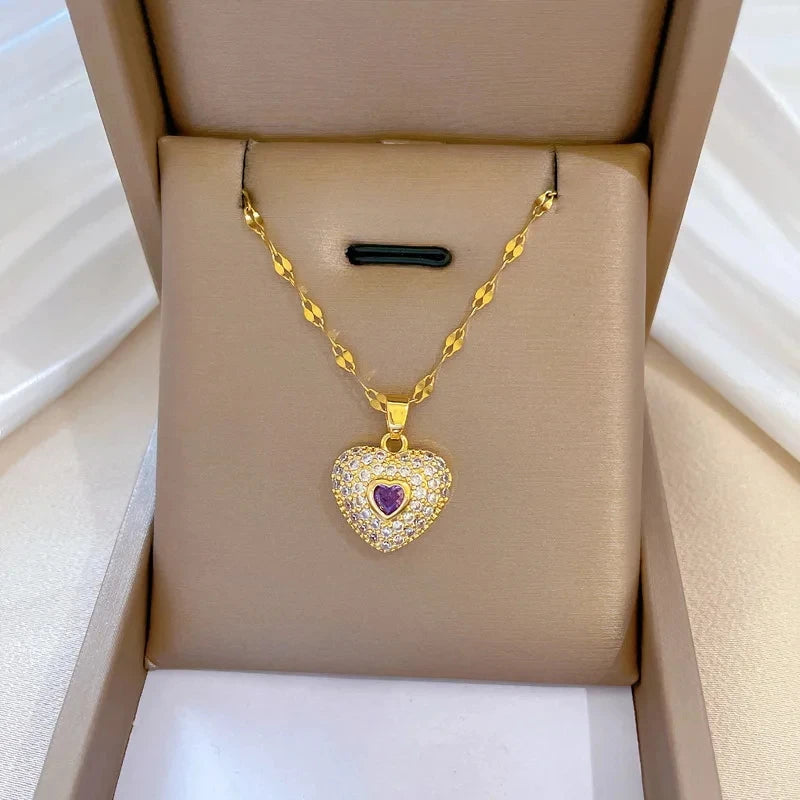 Heart Pendant Necklace Gold – Minimalist Stainless Steel Choker Pendant Necklace Nixie