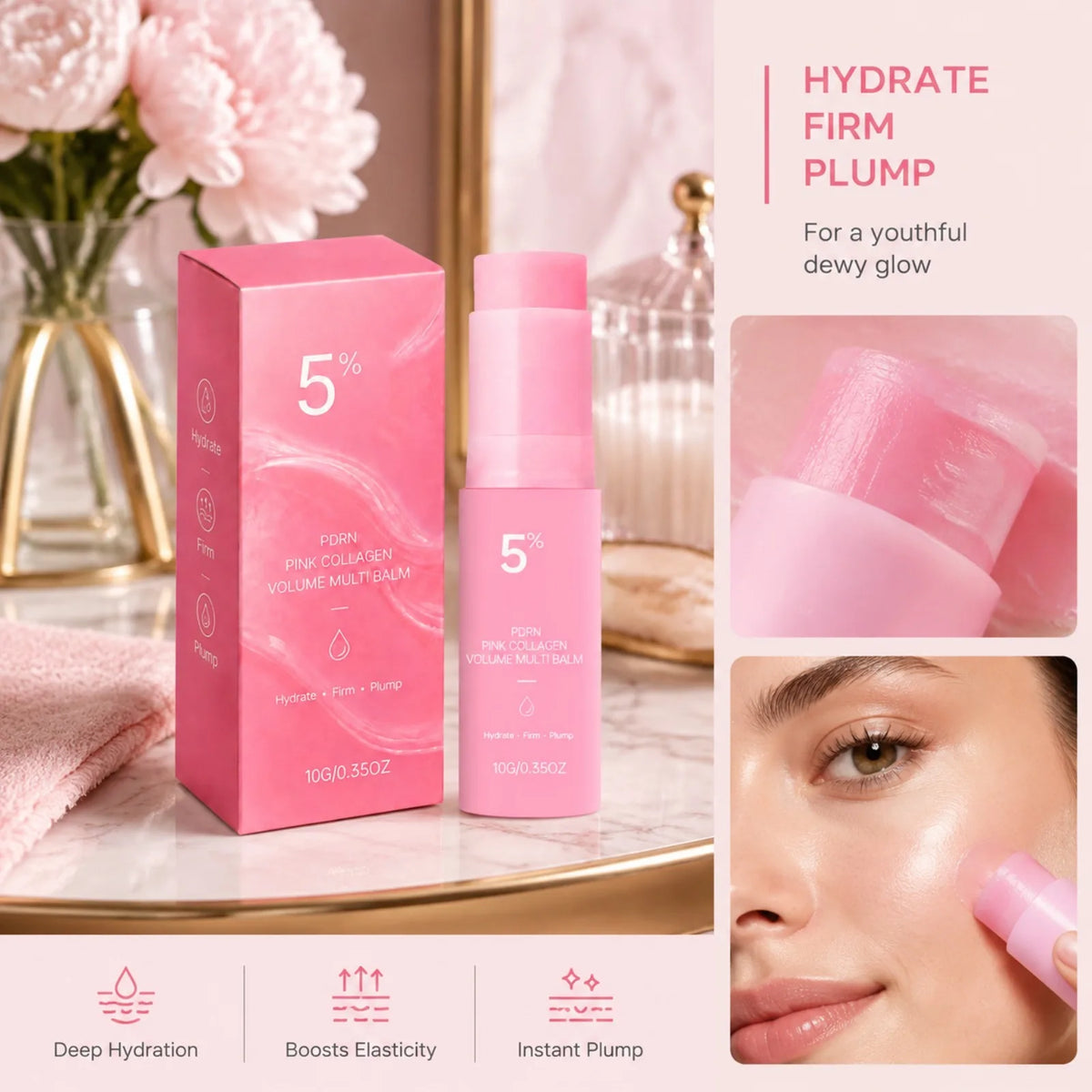 PDRN Pink Collagen Multi Balm Stick – Face, Lip & Eye Moisturizing Balm Stick Nixie