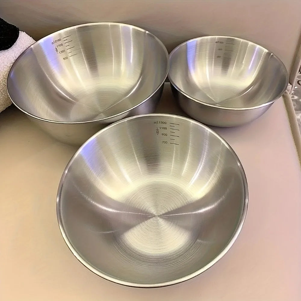 Stainless Steel Mixing Bowls 3-Piece Set with Scale | Kitchen Mixing Bowl Set Nixie