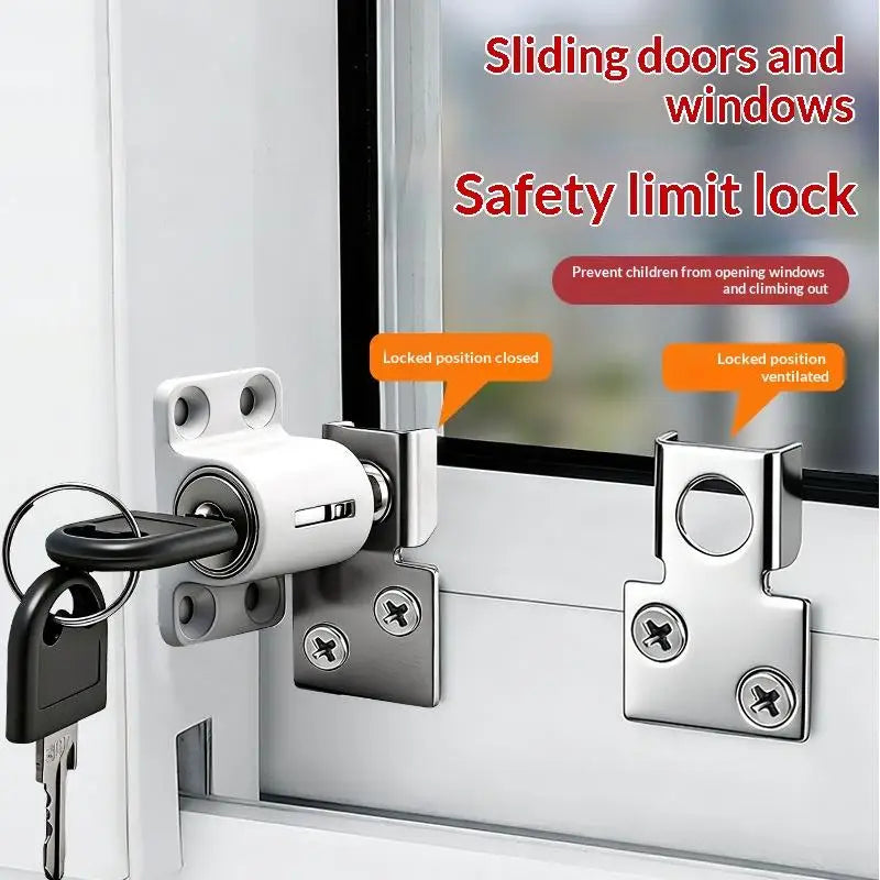 Sliding Door & Window Lock with 2 Keys – Child Safety Set
