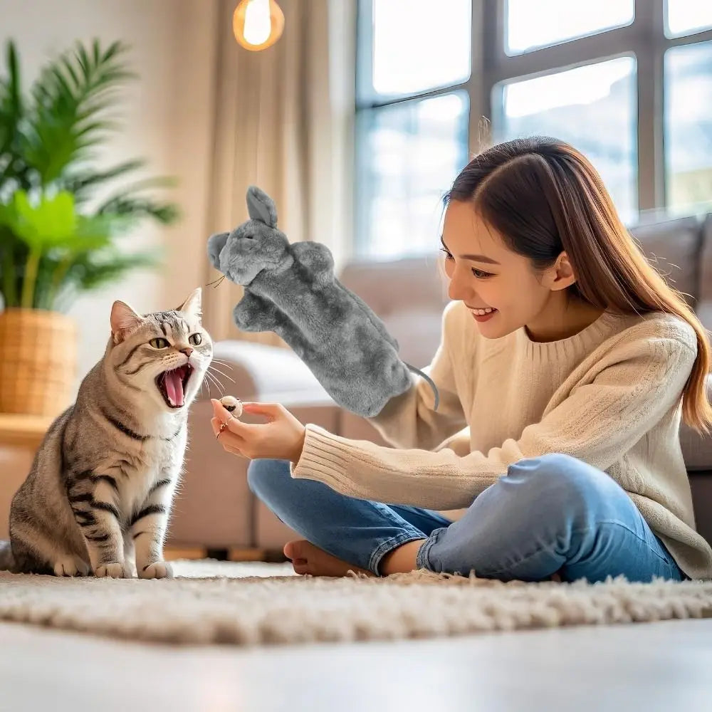 Cat Wrestling Glove Puppet 38cm Plush Interactive Cat Toy