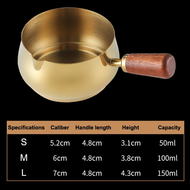 Stainless Steel Sauce Boat with Wooden Handle | 50–150ml