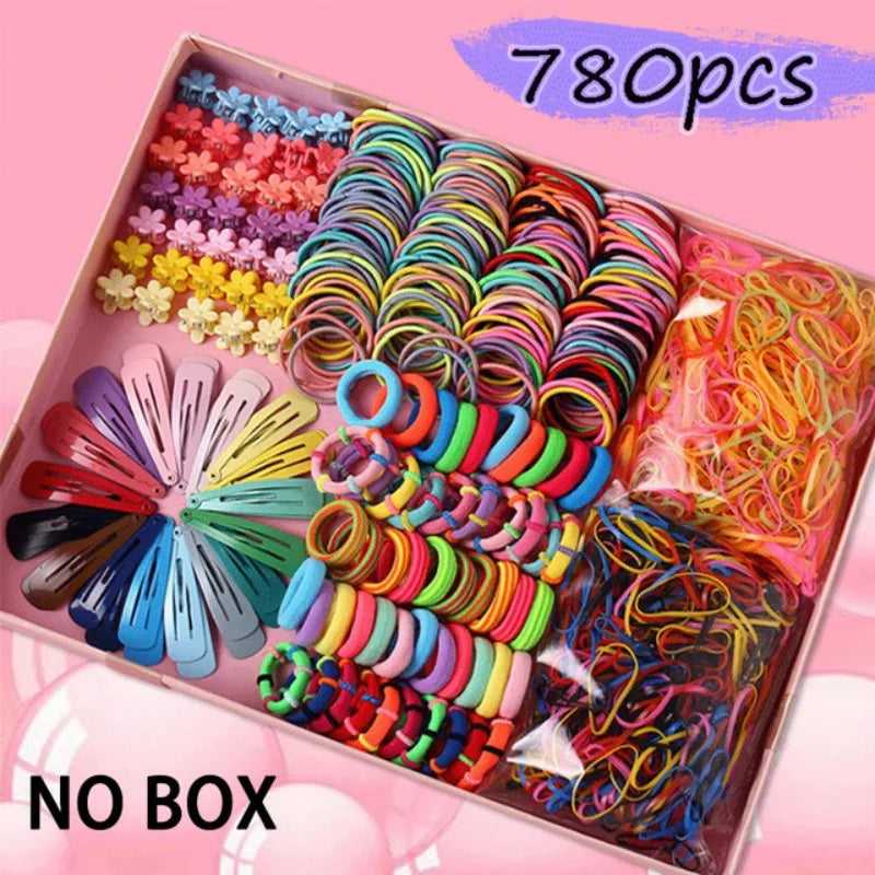 Colorful Bow & Flower Elastic Hair Bands Set for Girls Kids