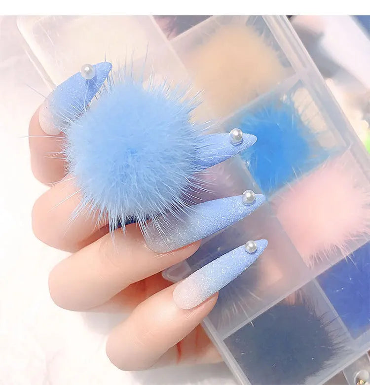Magnetic Pompom Nail Art Charms Kit – 20 Pcs Kawaii Decor Nail Art Charms Nixie