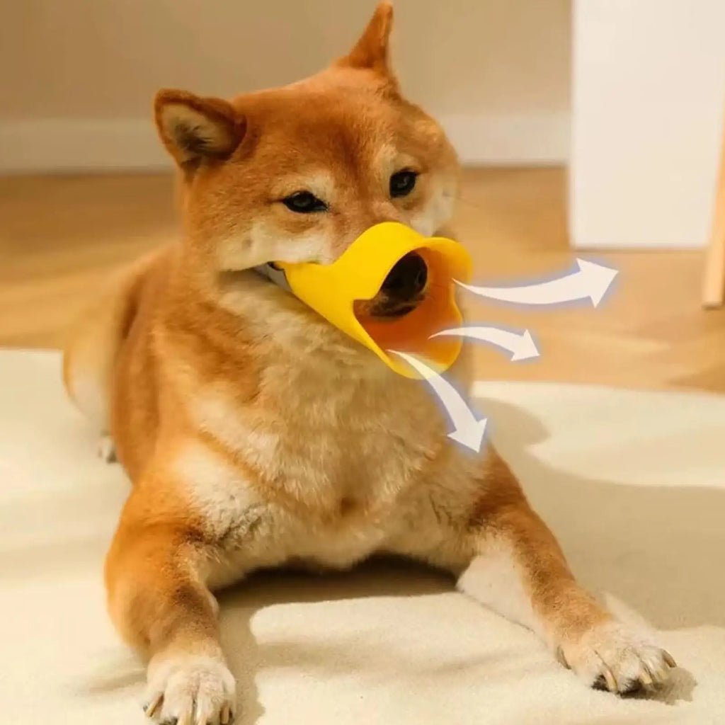 Cute Duck Silicone Dog Muzzle – Breathable & Adjustable Dog Muzzle Nixie