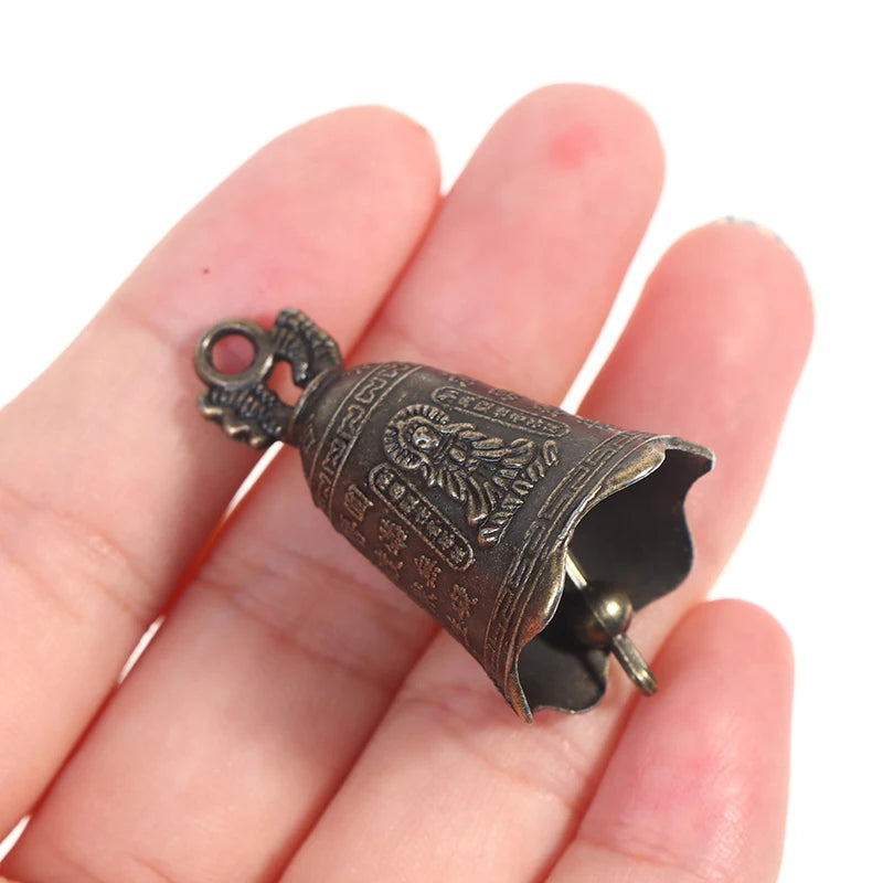 2pcs Mini Antique Brass Guanyin Bell Copper Sculpture Set Decorative Bell Sculpture Nixie one size