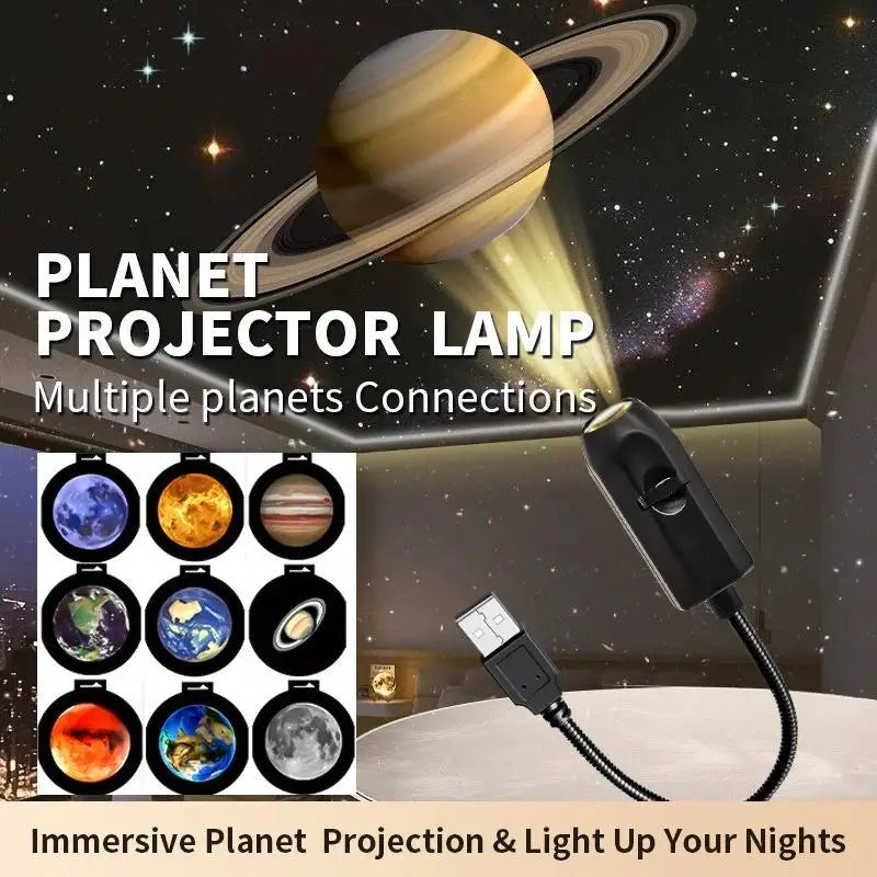 360° USB Moon Earth Projector Night Light | LED Starry Sky Lamp Projector Night Light Nixie