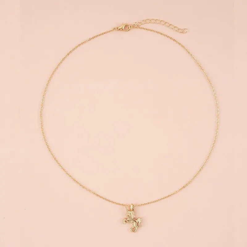 Unicorn Pendant Necklace Gold Plated Zinc Alloy – Women's Fashion Pendant Necklace Nixie