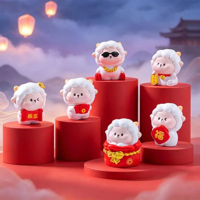 2027 Year of the Sheep Resin Figurine Set – Chinese New Year