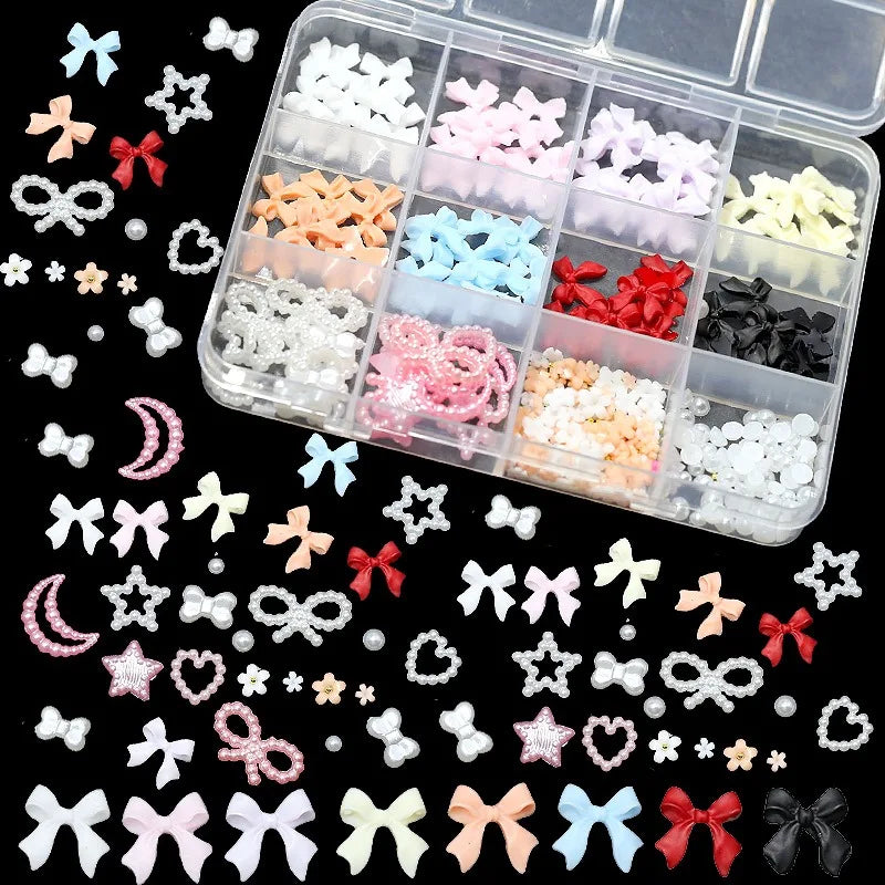 3D Flower Nail Charms Set – Acrylic Blossom Rhinestones DIY