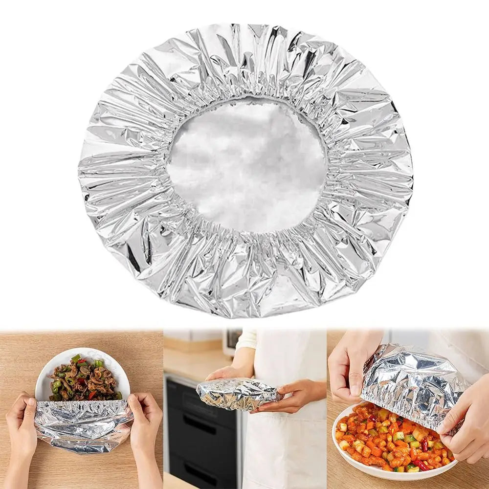 10/20Pcs Reusable Aluminum Foil Food Covers with Elastic Edge Food Storage Covers Nixie