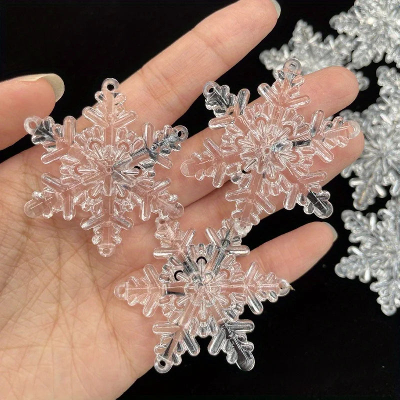 25Pcs Acrylic Crystal Christmas Snowflake & Icicle Ornament Set Christmas Ornament Set Nixie