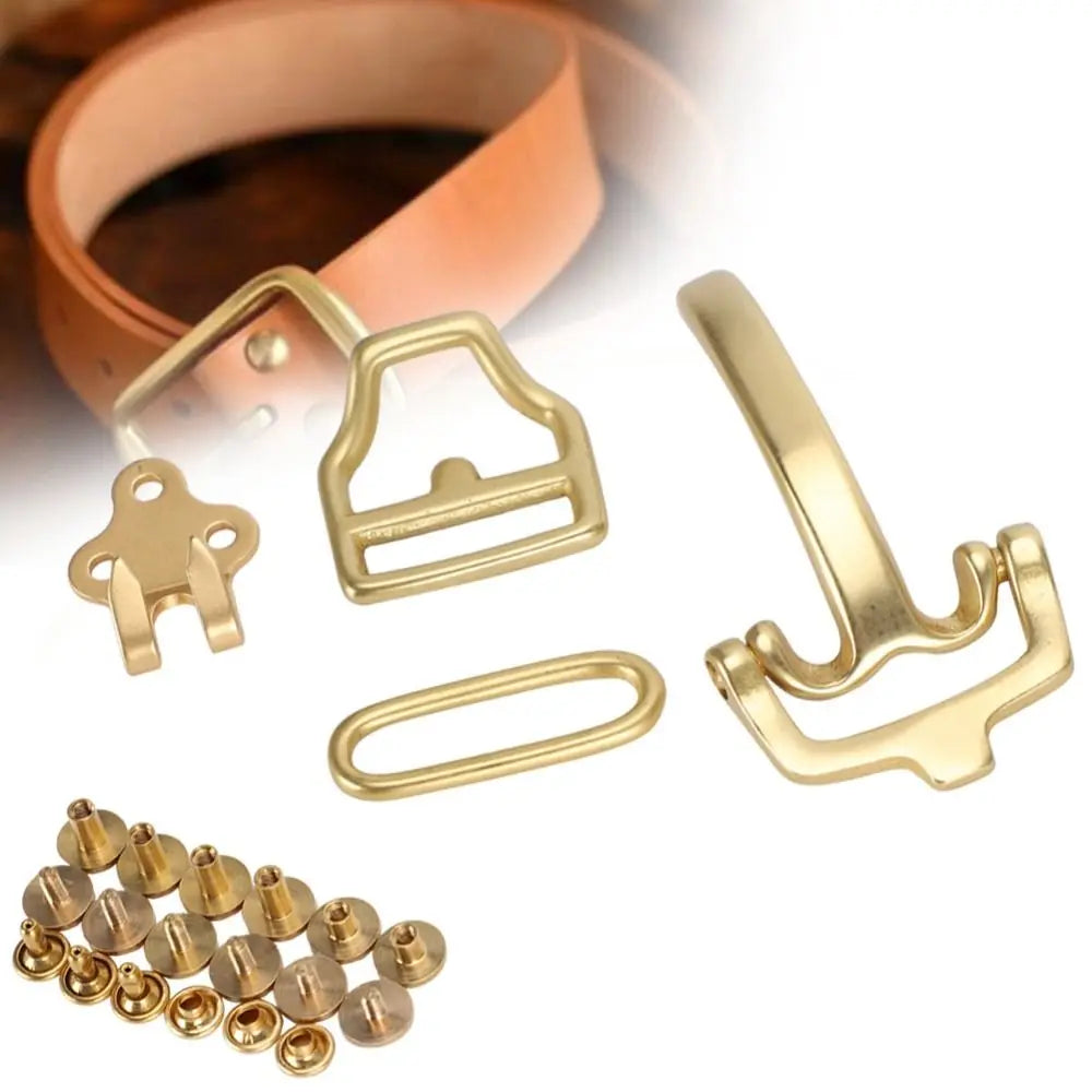 Solid Brass Belt Buckle Set – D-Ring Pin Hardware Kit
