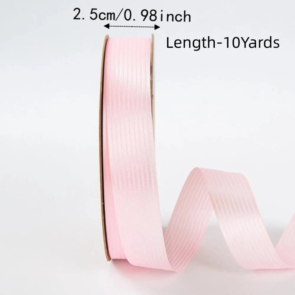 2.5cm Double-Sided Satin Ribbon Stripe & Solid – 10 Yards