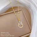 Flower Hoop Pendant Necklace Gold Stainless Steel – Nixie Pendant Necklace Nixie XL2606-895