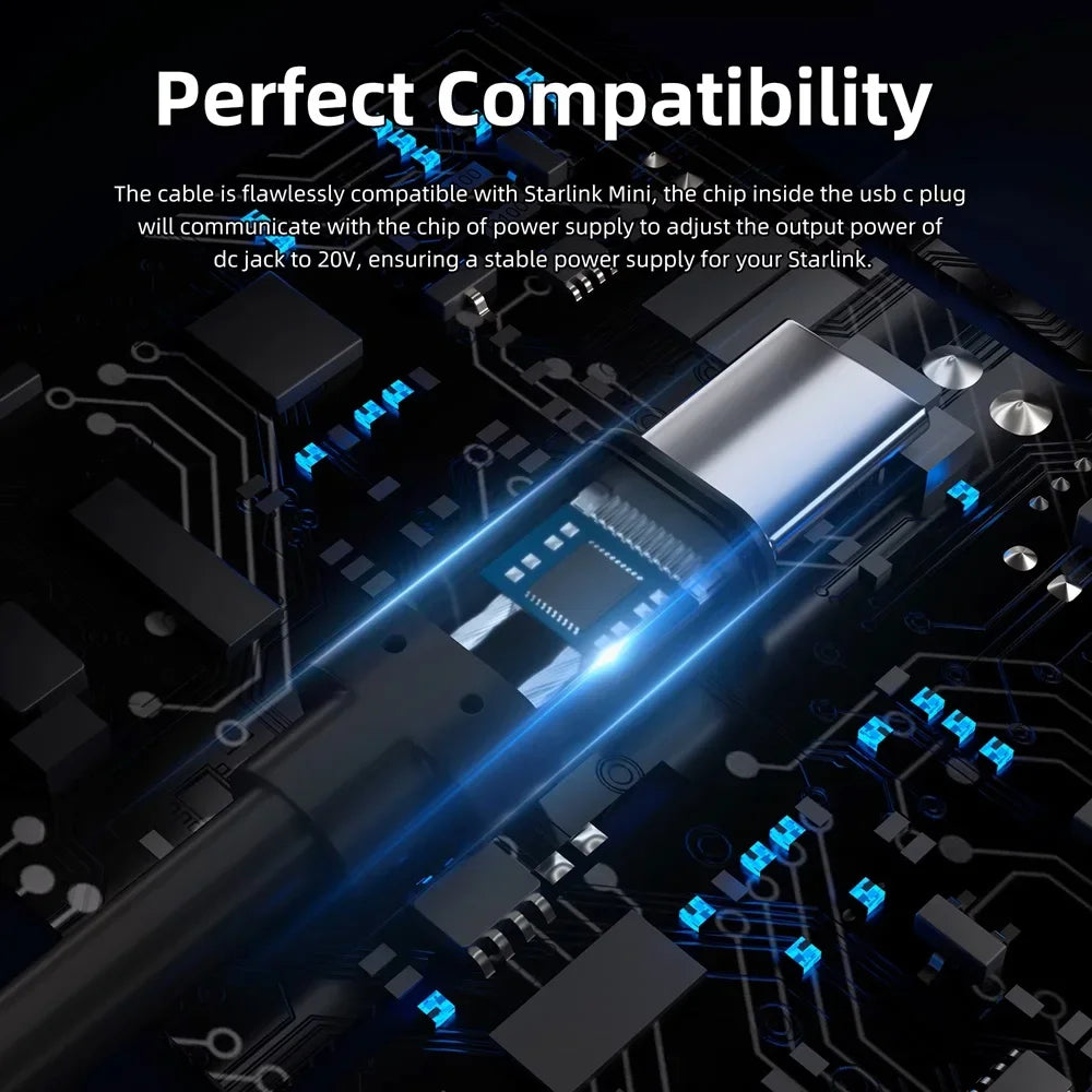 Starlink Mini 2M USB-C DC Power Replacement Cable – Waterproof Power Replacement Cable Nixie