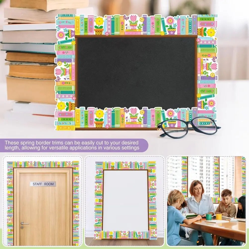 Self-Adhesive Blackboard Border Sticker 10m Floral Print Roll Decorative Border Sticker Nixie