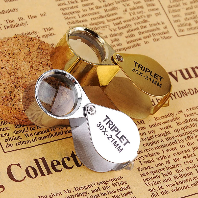10x 20x 30x Folding Jewelry Loupe Magnifier – Metal Frame Glass Lens Jewelry Loupe Magnifier Nixie