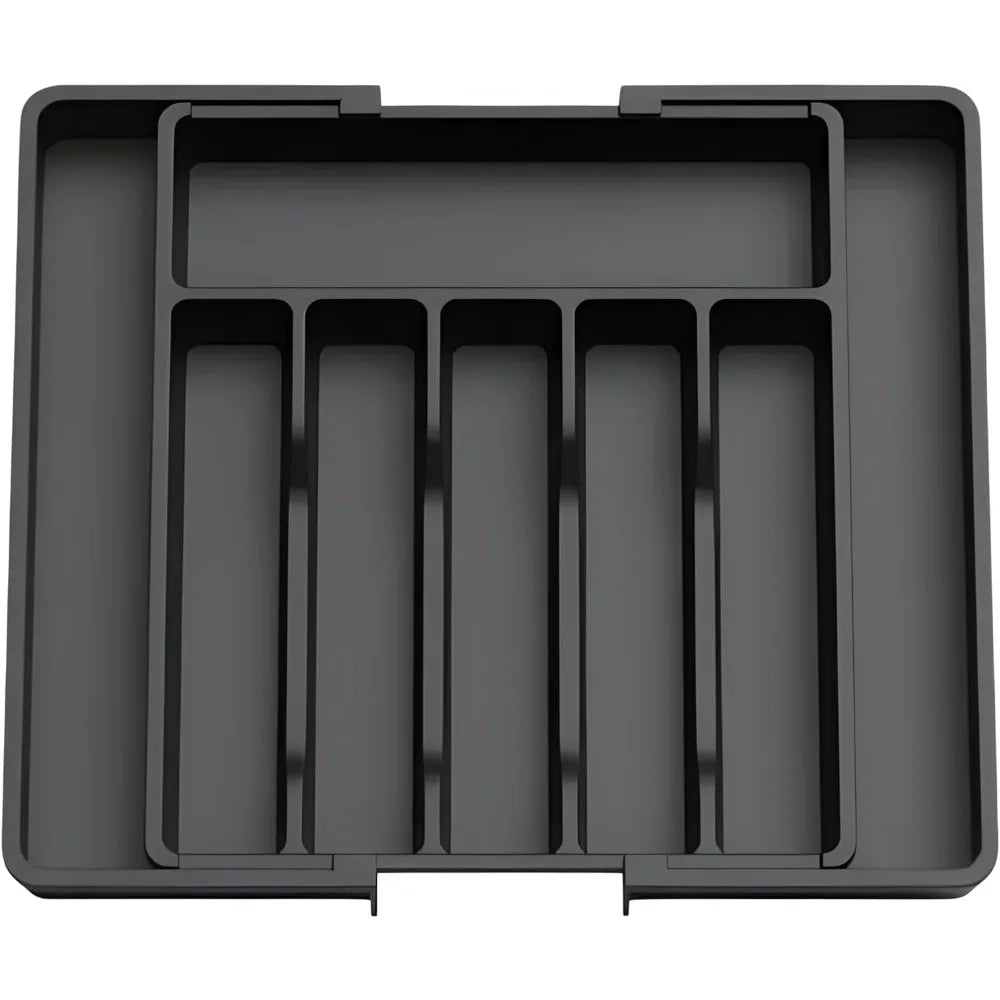 Expandable Silverware Drawer Organizer – Adjustable Cutlery Tray Drawer Organizer Tray Nixie Black