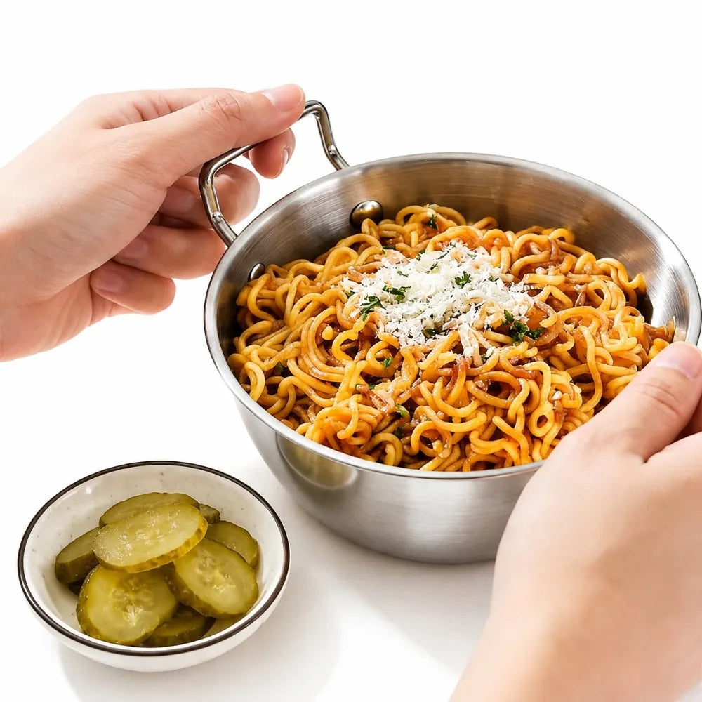 Stainless Steel Noodle Bowl with Handle – Ramen & Soup Bowl Stainless Steel Bowl Nixie