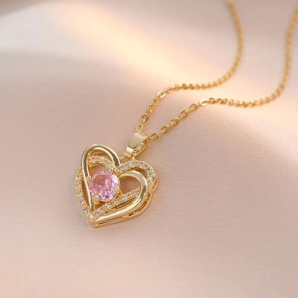 Interwoven Heart Pendant Necklace – Stainless Steel Choker Pendant Necklace Nixie