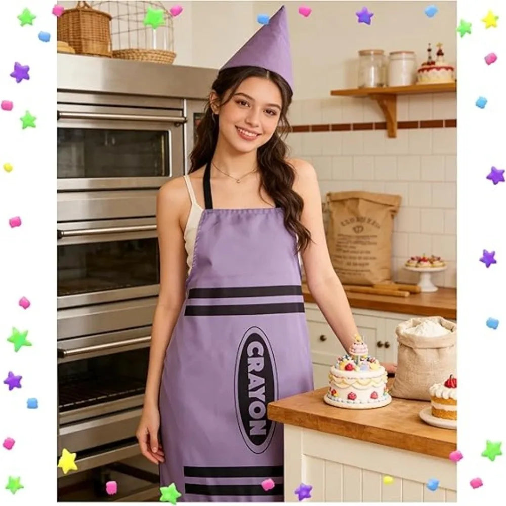 Crayon Costume Apron & Cone Hat Set for Adults | Halloween Costume Apron Set Nixie