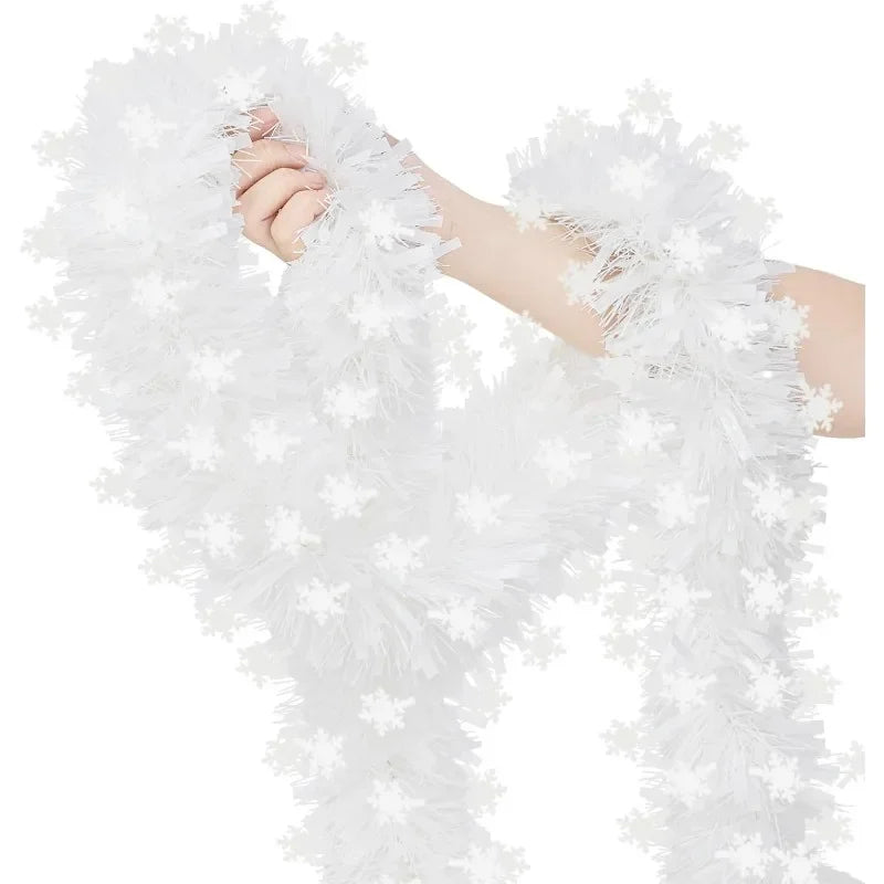 2M Christmas Metal Wire Snow Garland Wreath | Holiday Decor Christmas Garland Nixie