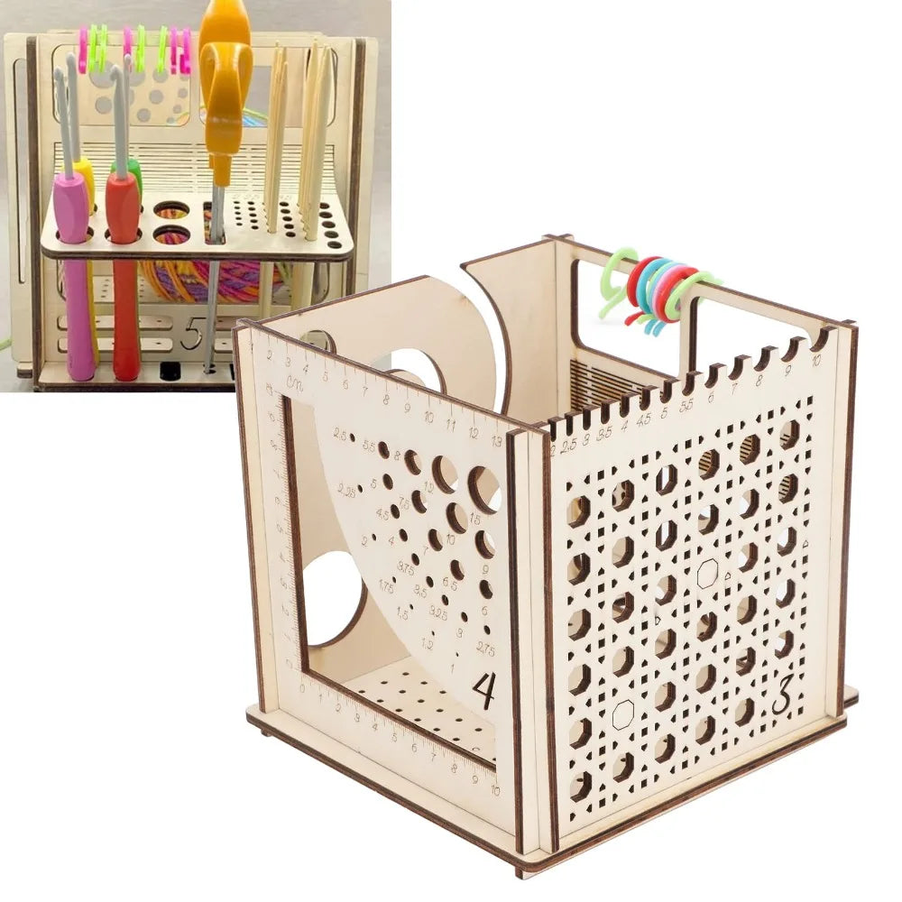 Wooden Yarn Bowl with Storage Slots | Knitting & Crochet