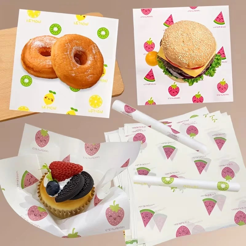 50Pcs Food Grade Non-Stick Baking Wax Paper – Floral Print Baking Wax Paper Nixie