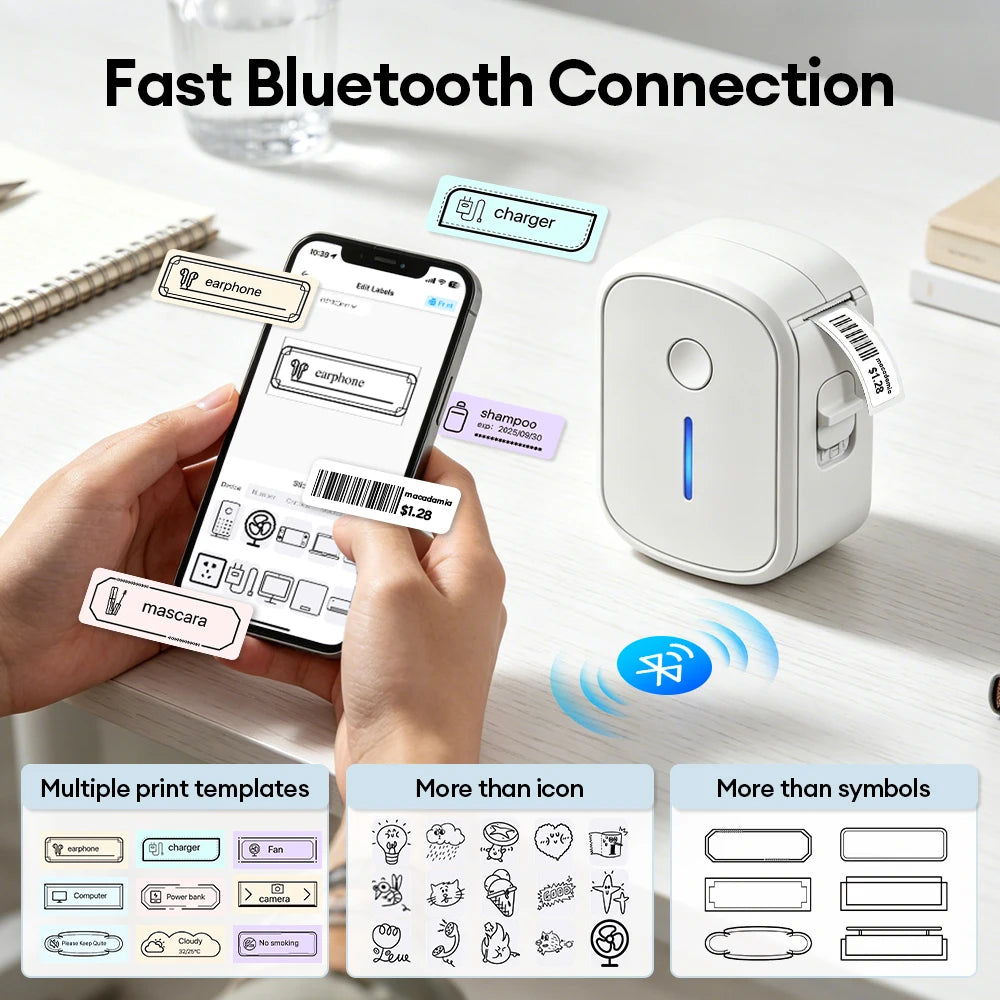 Marklife L1 Bluetooth Mini Thermal Label Printer – Inkless Sticker Maker Thermal Label Printer Nixie