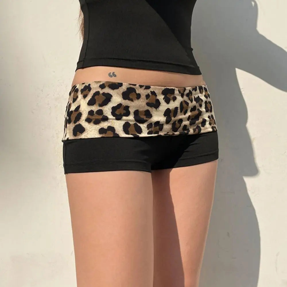 Leopard Print Booty Shorts Women | Y2K Low Waist Slim Fit Women's Skinny Shorts Nixie