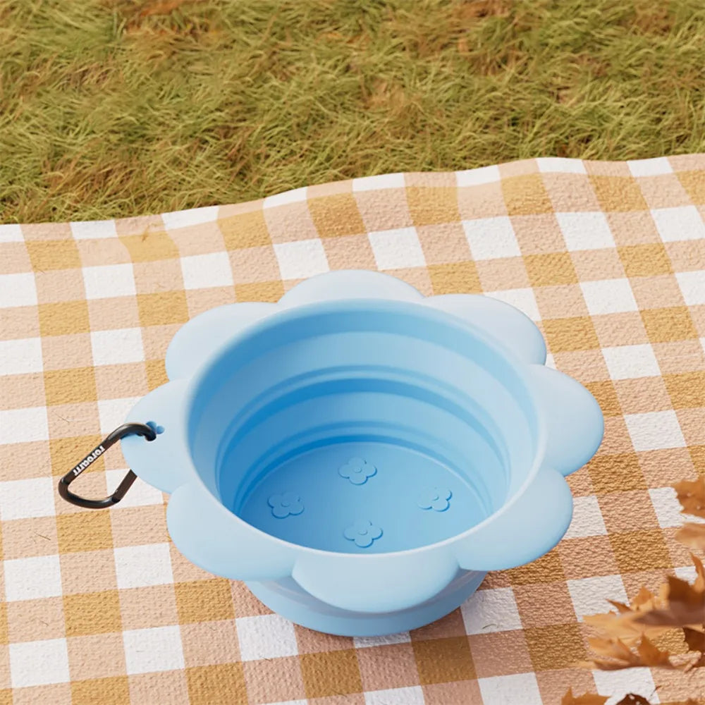 Collapsible Silicone Dog Bowl 350ml | Portable Travel Pet Bowl Collapsible Pet Bowl Nixie Blue