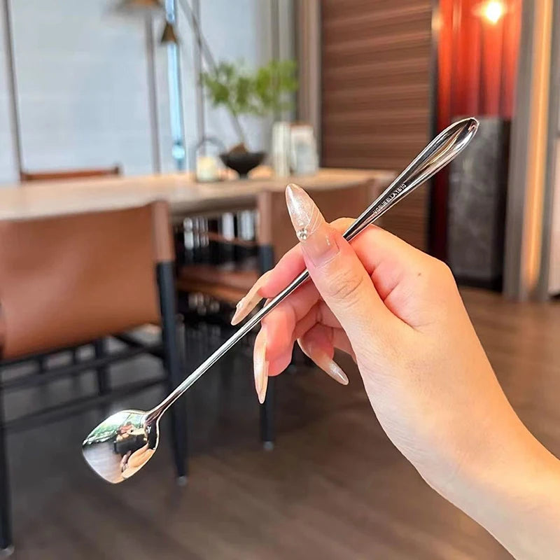 Stainless Steel Long Handle Stirring Spoon | Kitchen Dessert Kitchen Stirring Spoon Nixie