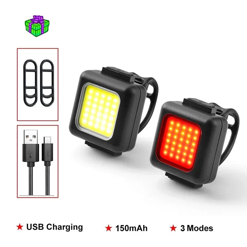 Rechargeable COB Bike Light Set – USB Front & Rear MTB Lamp
