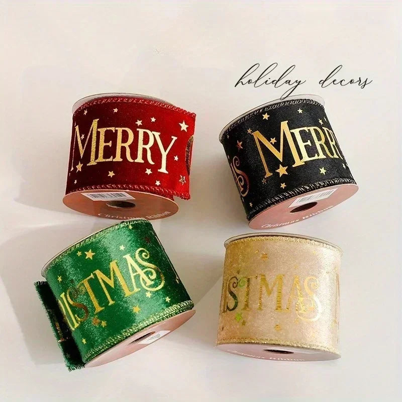Christmas Velvet Ribbon for Crafts & Gift Wrapping – 3 Yards Craft Ribbon Nixie
