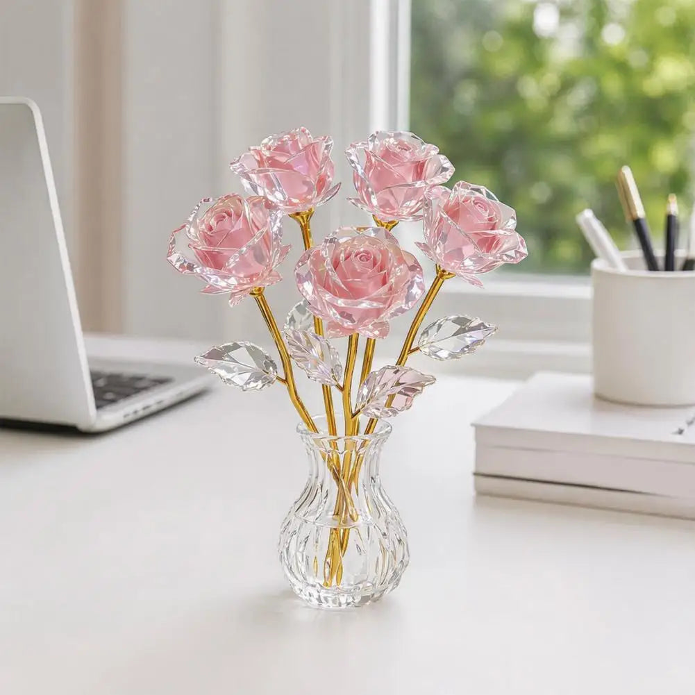 5-Pack Crystal Artificial Rose Flowers – Colorful Faux Roses Artificial Decorative Flowers Nixie