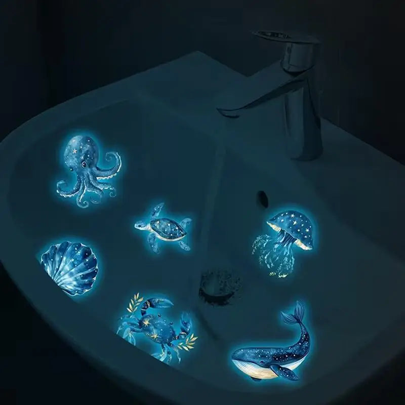 Glow in the Dark Marine Life Wall Stickers & Toilet Decals Wall Decal Sticker Nixie