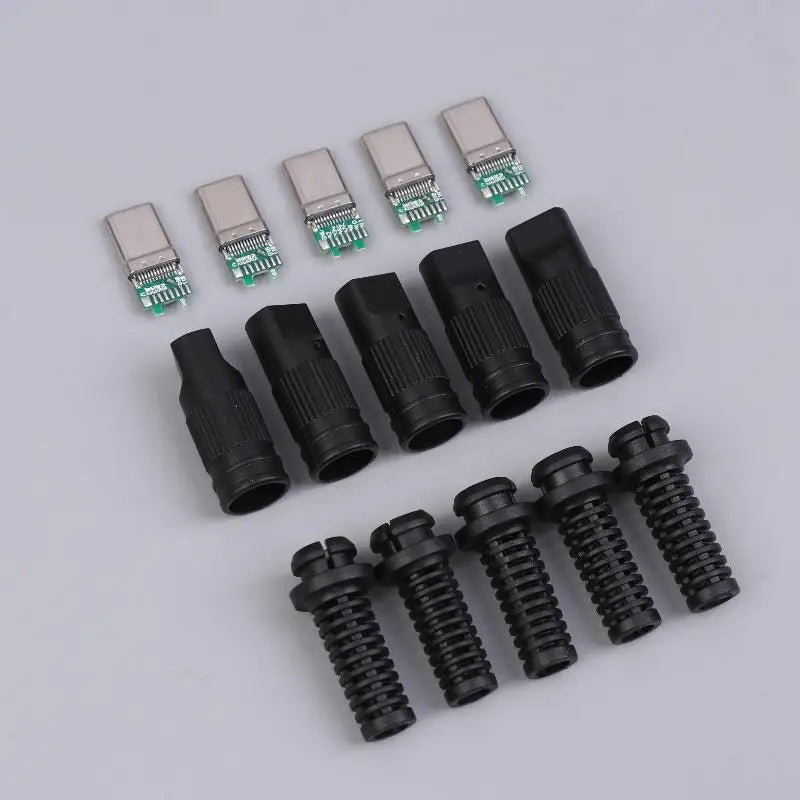 USB 3.1 24-Pin Type-C Male Solder Plug DIY Repair 2/5 Pack USB-C Solder Connector Nixie black 5pcs
