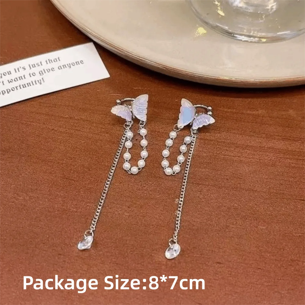 Zircon Long Tassel Clip-On Ear Cuffs – No Piercing Earrings Clip-On Earrings Nixie