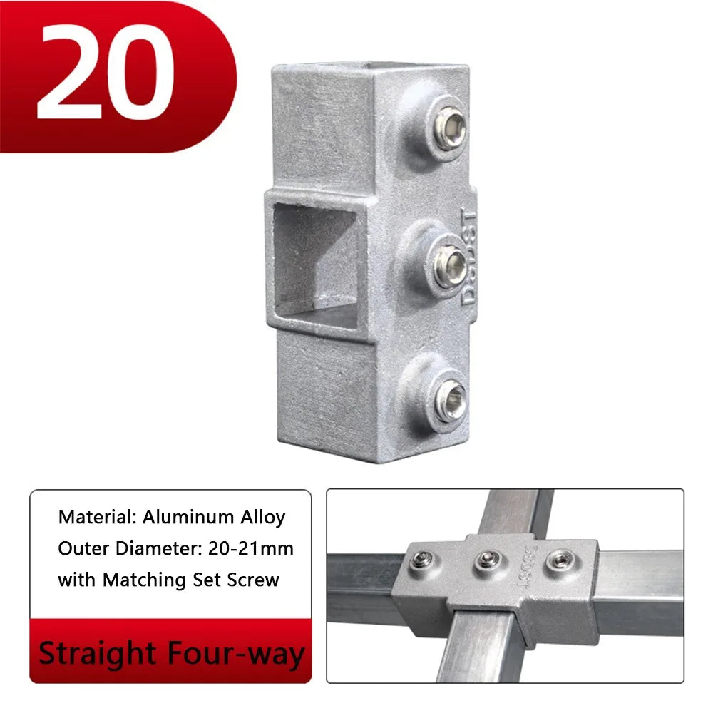 Aluminum Alloy Three-Way Square Tube Connector Pipe Clamp Pipe Fitting Connector Nixie 16