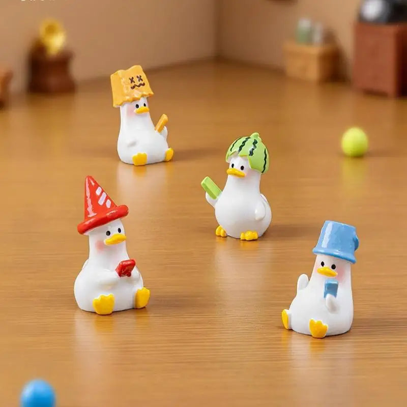 5PCS Mini Resin Duck Figurines Fairy Garden & Desk Décor Set Miniature Figurine Set Nixie Default Title