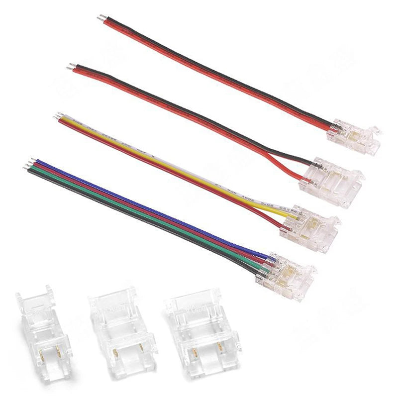 COB LED Strip Connectors 8/10mm Solderless 2 3 4 Pin 5/10Pcs LED Strip Connector Nixie