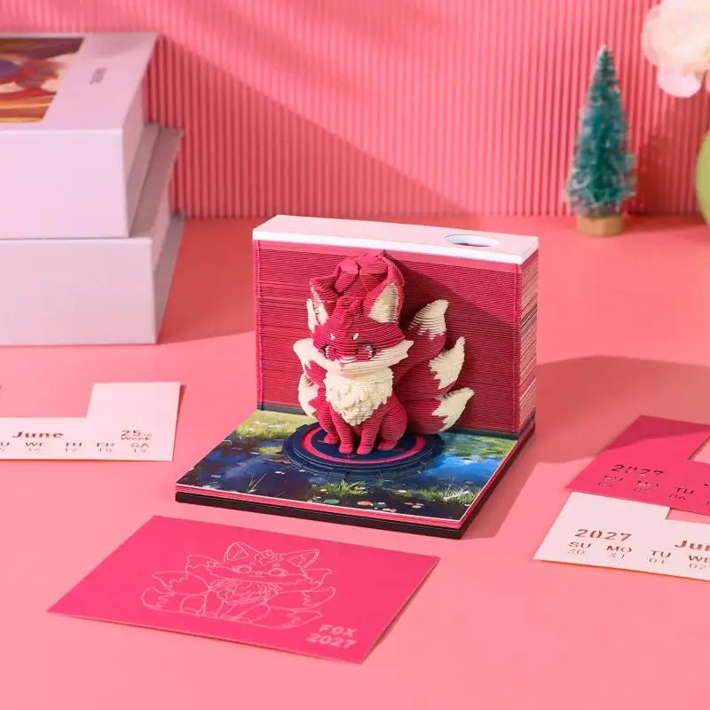 2027 3D Tear-Away Desk Calendar – Paper Carving Art Memo Pad Desk Calendar Nixie