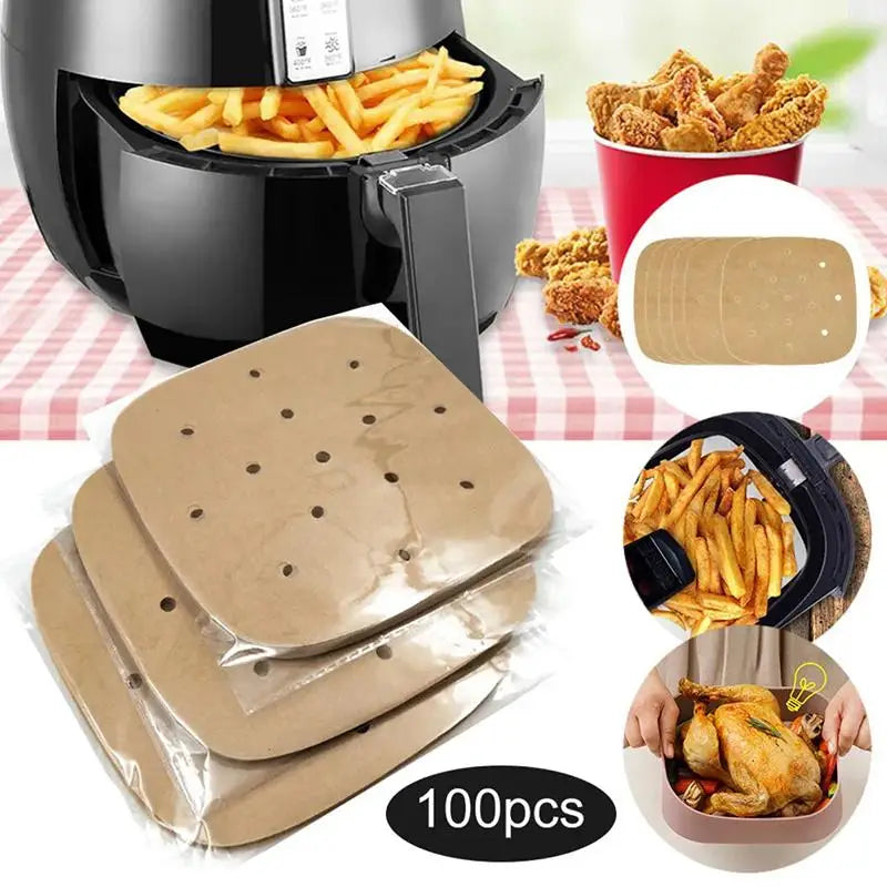 Square Air Fryer Parchment Liners Non-Stick – 100 Sheets Parchment Paper Liners Nixie