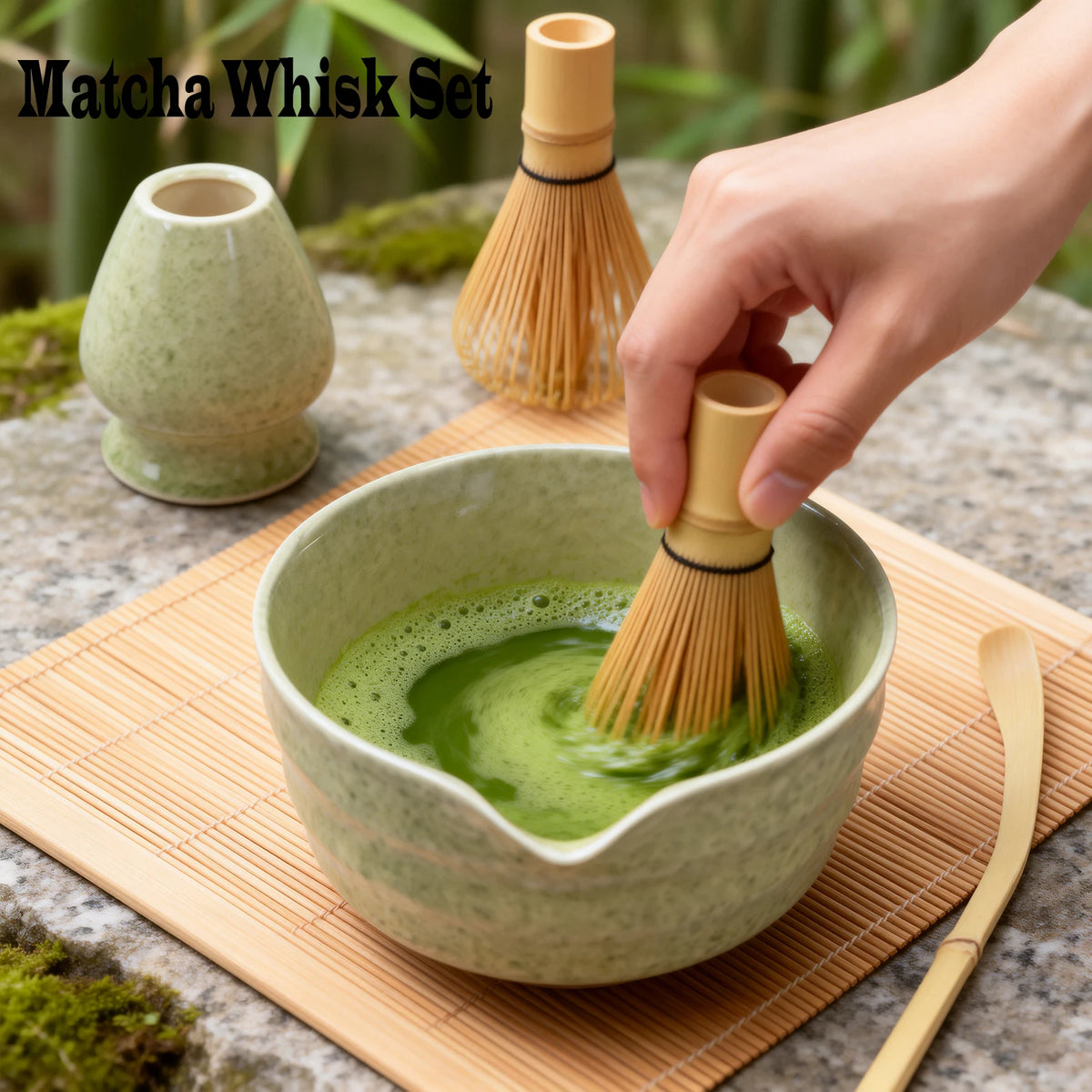 4-Piece Japanese Matcha Set – Ceramic Bowl & Bamboo Whisk Matcha Tea Set Nixie